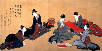 Katsushika Hokusai Painting - portrait of chino hyogo seated at his writing desk Katsushika Hokusai Ukiyoe